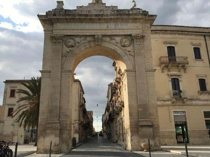 Porta Reale in Noto. Porta Reale archway in Noto, Sicily.