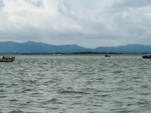 View of Myanmar from Bangladeshi fishing trawler
