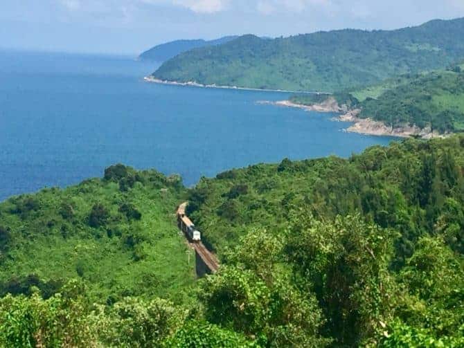 Views of the Annamite Mountains and the South China Sea from the Hai Van Pass in Vietnam