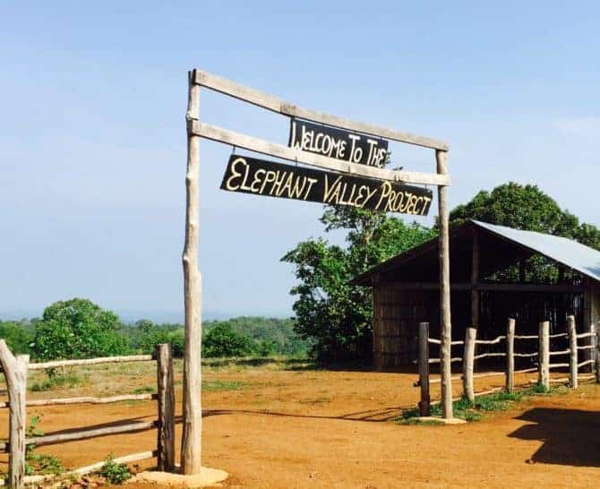 Welcome sign at Elephant Valley Project in Mondulkiri, Cambodia