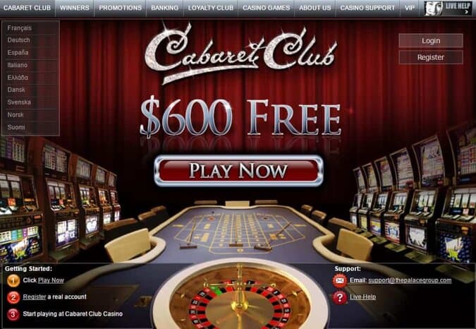 Cabaret Club Casino review: 100% bonus and 25 gratis spins