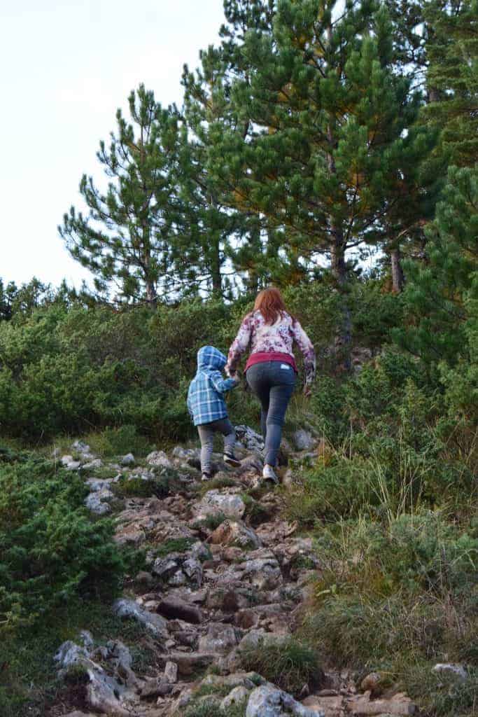 Liam and I walking up the Cuverac viewpoint