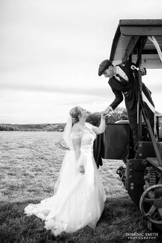 Bride and Groom on Steam Roller