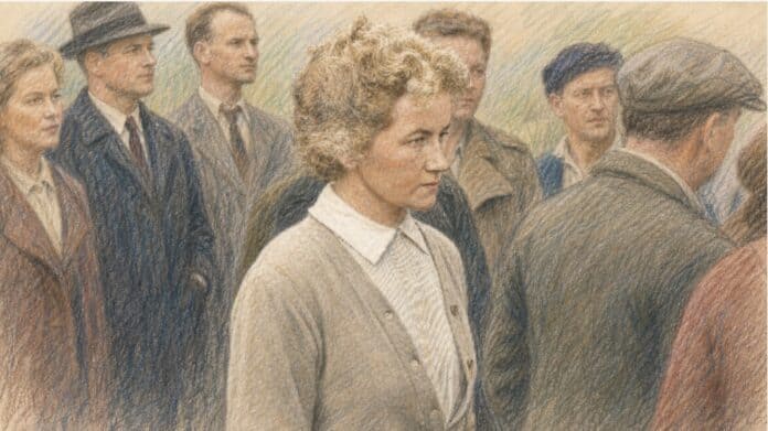 Erna Beilhardt als kampbewaker in Stutthof in 1944 tijdens haar korte dienstperiode als toezichthouder binnen het kamp