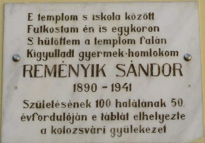 Reményik_Sándor_emléktábla_Kolozsvár_evangélikus_püspökségén
