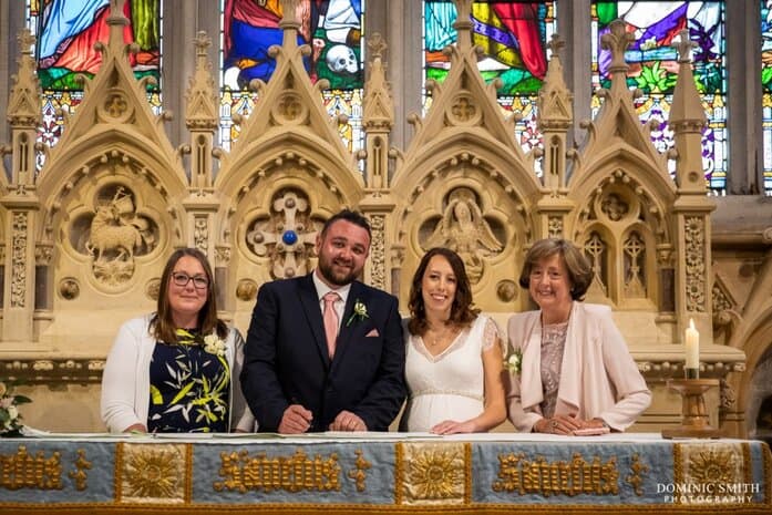 Signing the register at St Marys Church in Horsham