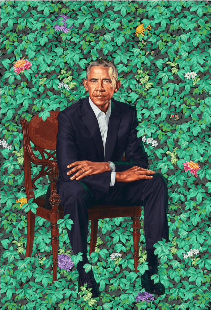 African American artists changing the narrative. Kehinde Wiley portrait of Barack Obama.