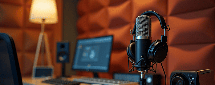 Microphone and recording booth equipment for voice over work