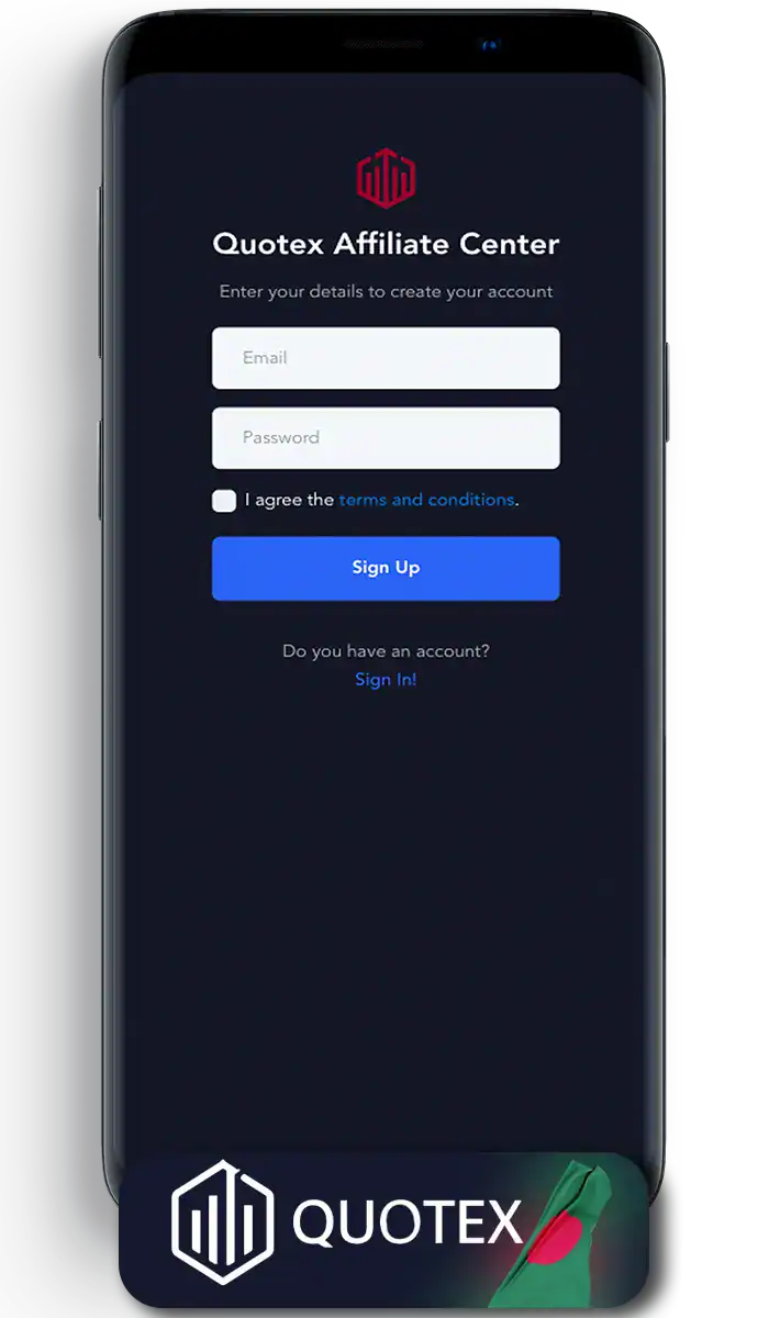 Registration process for the affiliate program