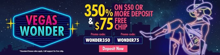 350% + $75 Free Chip 