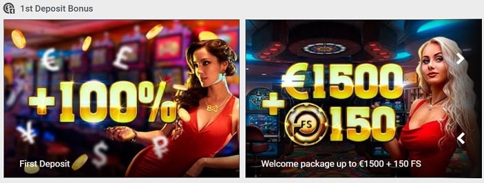 1500 EUR +150 free spins