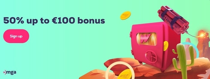 50% bonus and 50 free spins 