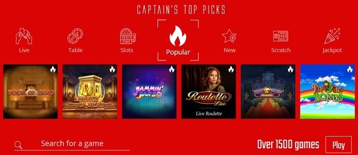 Captain's Casino Games