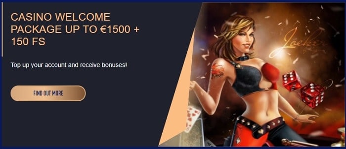 1500 euro and 150 free spins welcome package