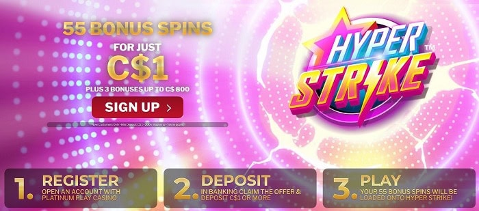 55 Bonus Spins on first deposit