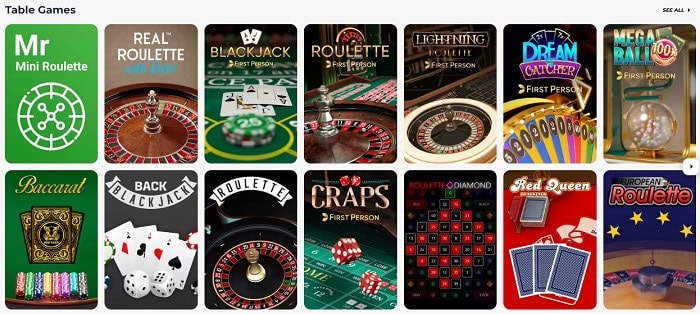 Video Poker, Roulette and Baccarat