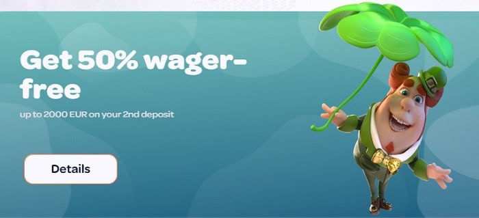 50% wager-free reload bonus