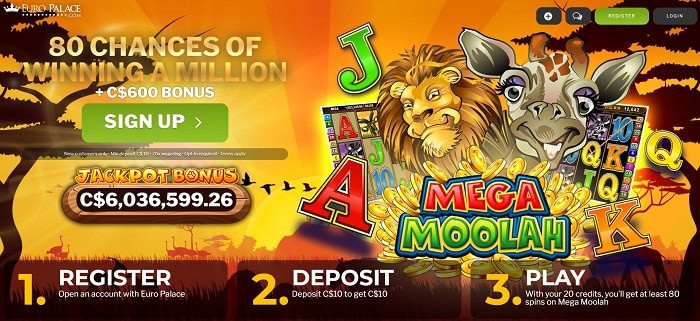 60 bonus spins on Mega Moolah slot