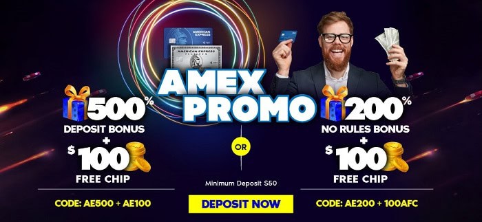 500% bonus and $100 free chip 