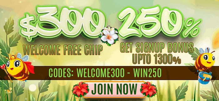 250% welcome bonus and $300 free chips 