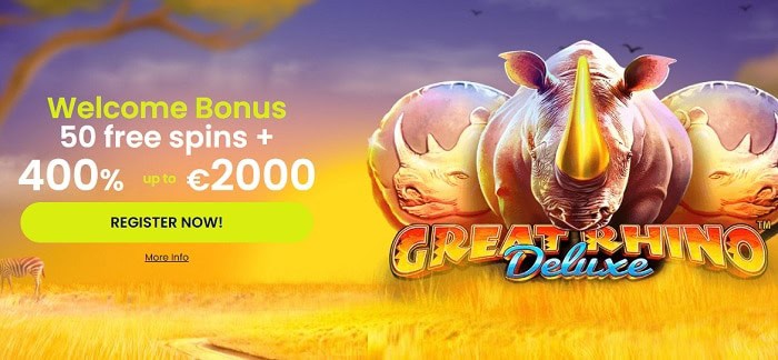 400% welcome bonus and 50 extra free spins 