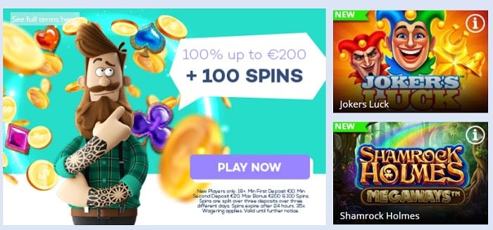 100% bonus and 100 free spins on slots 