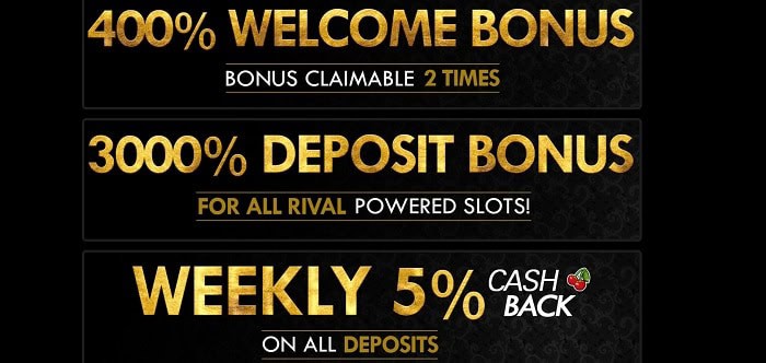 400% Bonus and 100 Free Spins 