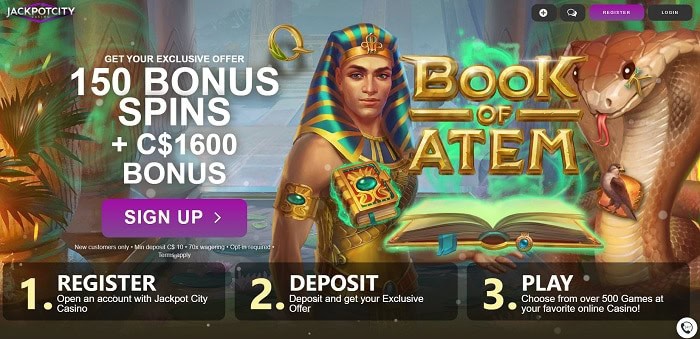 150 bonus spins at JackpotCity