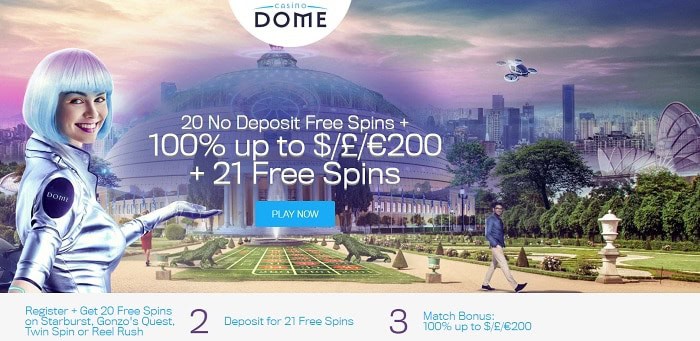 Dome Casino 20 freespins 