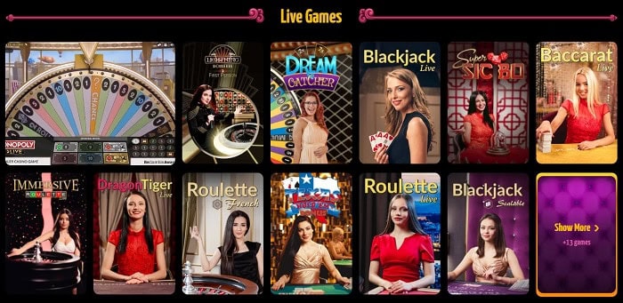 Winota Live Casino Games