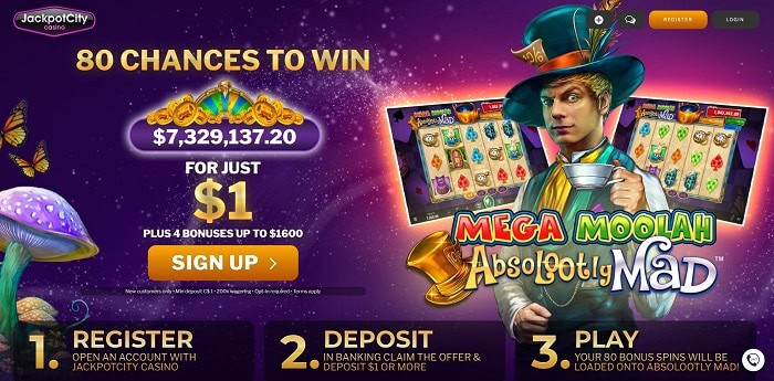 80 free chances on Mega Moolah (Microgaming) 