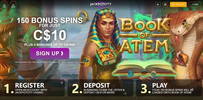 150 jackpot spins on Book of Atem 