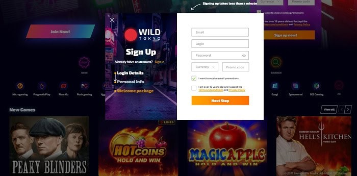 Open your account with WildTokyo.com 