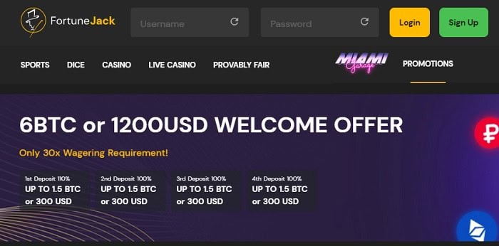 FortuneJack Bitcoin Casino 