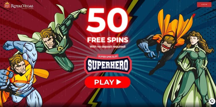 50 gratis spins on Super Hero 