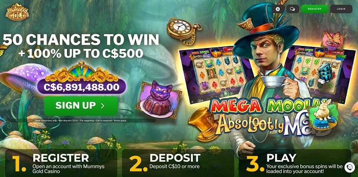 50 jackpot spins on Mega Moolah Absolootely Mad