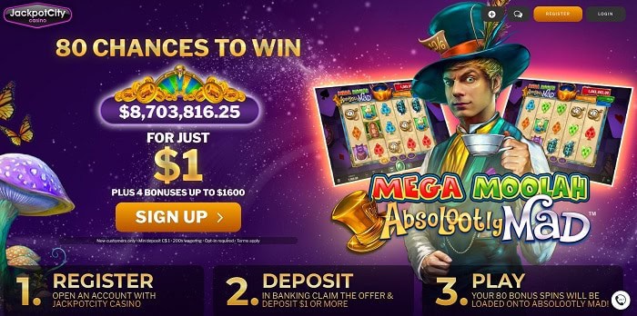 Get 80 free spins on jackpot slot machine! 