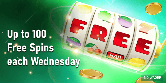 Up to 100 Free Spins each Wednesday 