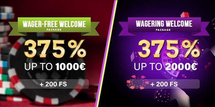 Get a 375% welcome bonus and up to 200 gratis spins! 