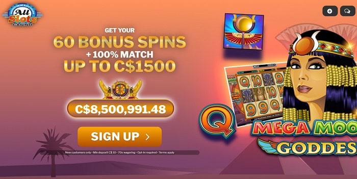 60 Free Chances on Mega Moolah Goddess 