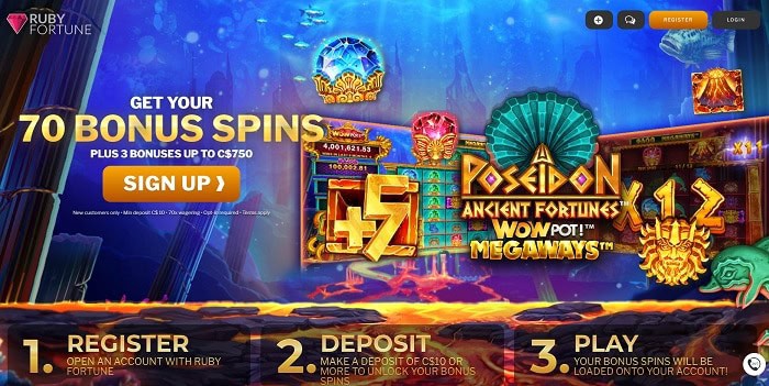 100 free spins on Ancient Fortunes Poseidon WowPot Megaways