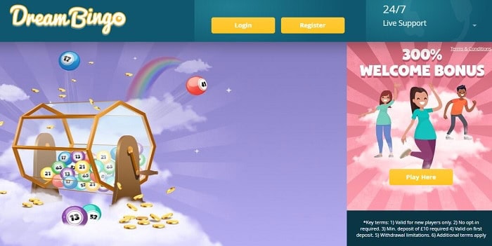 Dream Bingo Casino Review | 300% welcome bonus and Free Spins