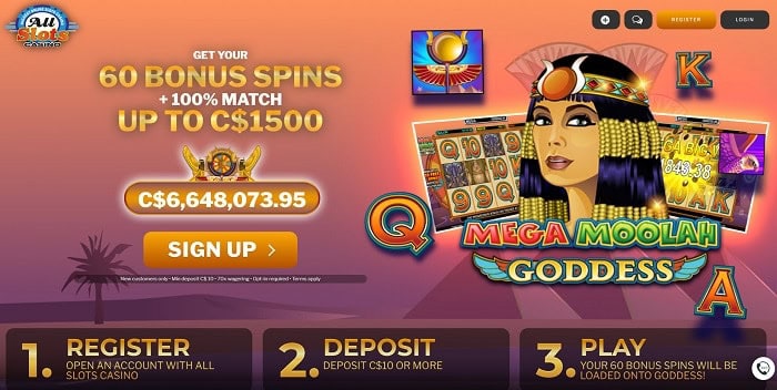 60 Bonus Spins on Mega Moolah Goddess