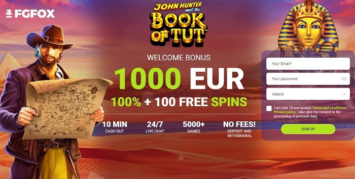 John Hunter 100 free spins bonus 