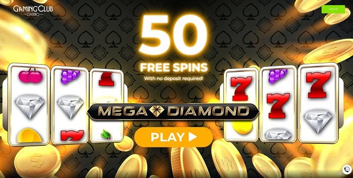 50 free spins on MEGA DIAMOND no deposit bonus