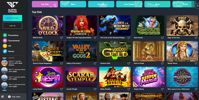 Buran Casino Free Spins Bonus