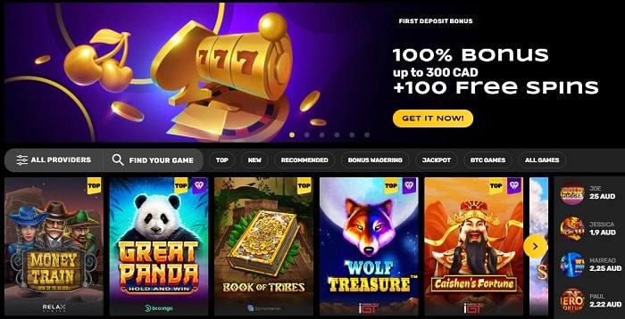 100 free spins and 100% welcome bonus 