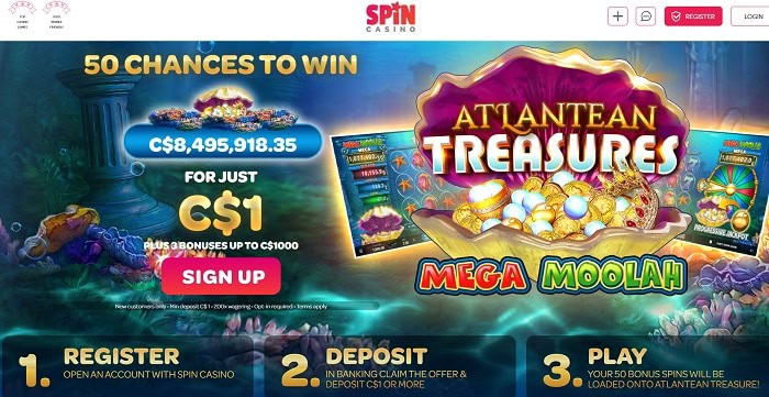 Deposit $1 get 50 free spins! 