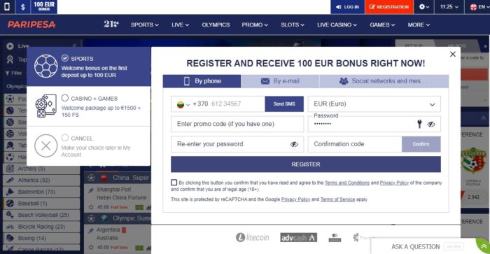 100 EUR free bet and 1500 EUR free bonus 