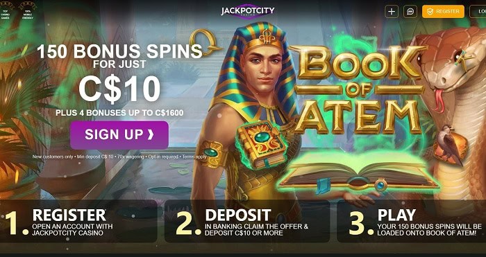 Jackpotcity 150 Free Spins on $10 deposit 